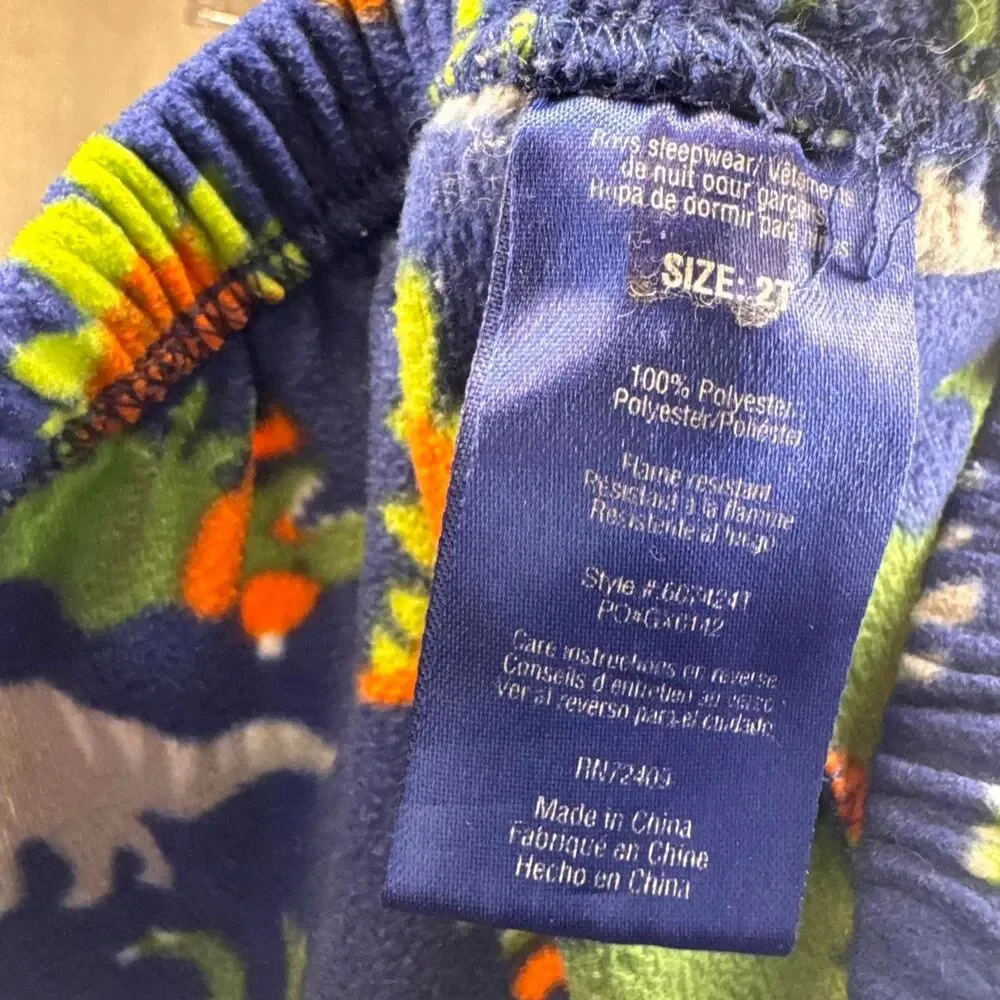 Toddler 2T Dinosaur Fleece Pajama Pants Blue Fall Winter